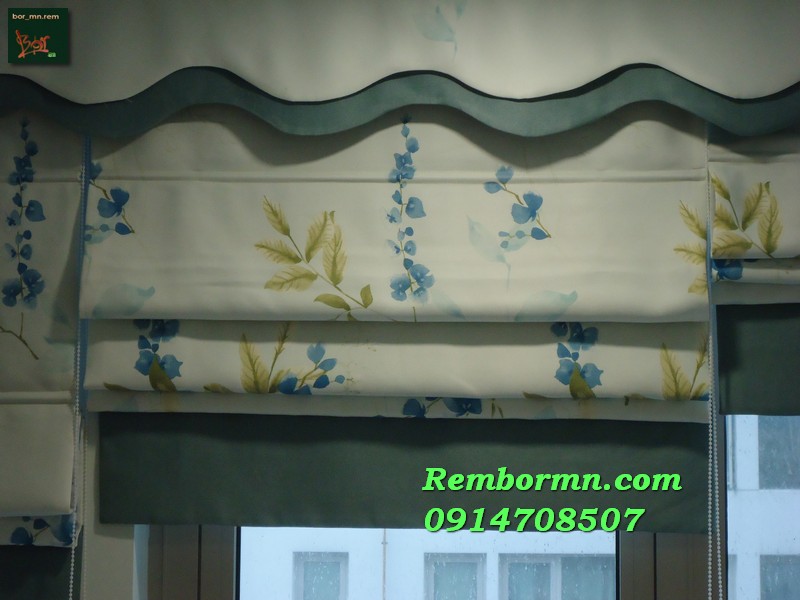 rèm roman hoa cỏ rem roman