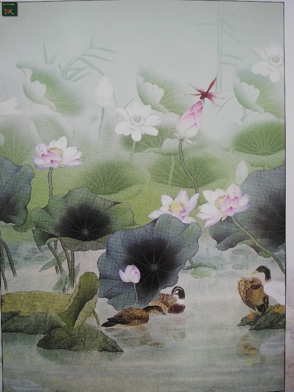 rèm hoa sen rèm cuốn tranh